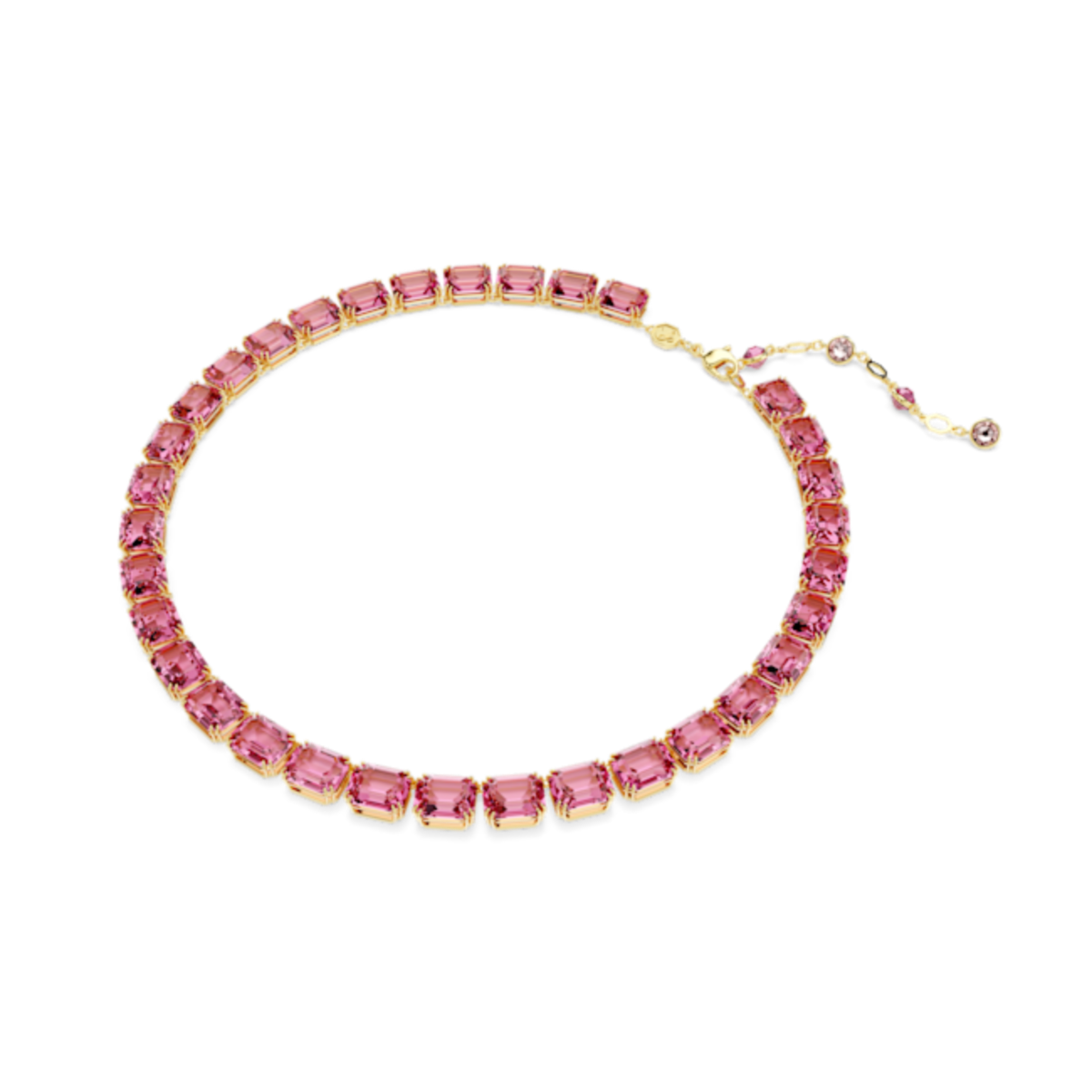 Resim Millenia Tennis kolye, Sekizgen kesim, Pembe, Altın rengi kaplama