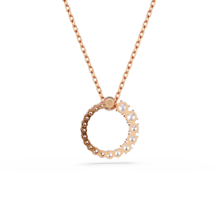 Resim Matrix Kolye, Kristal inci, Yuvarlak kesim, Beyaz, Pembe altın rengi kaplama