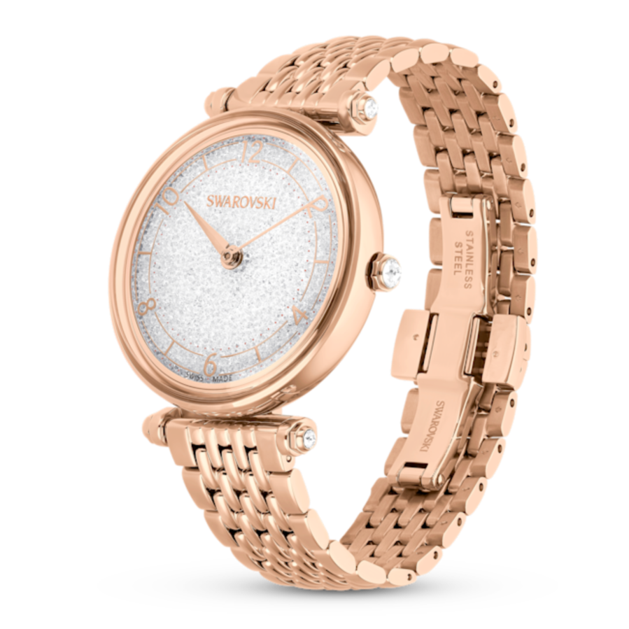 Resim Crystalline wonder Saat, İsviçre Üretimi, Metal bileklik, Rose Altın tonu, Pembe altın rengi yüzey