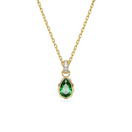 Resim Stilla Kolye, Armut kesim, Yeşil, Altın rengi kaplama