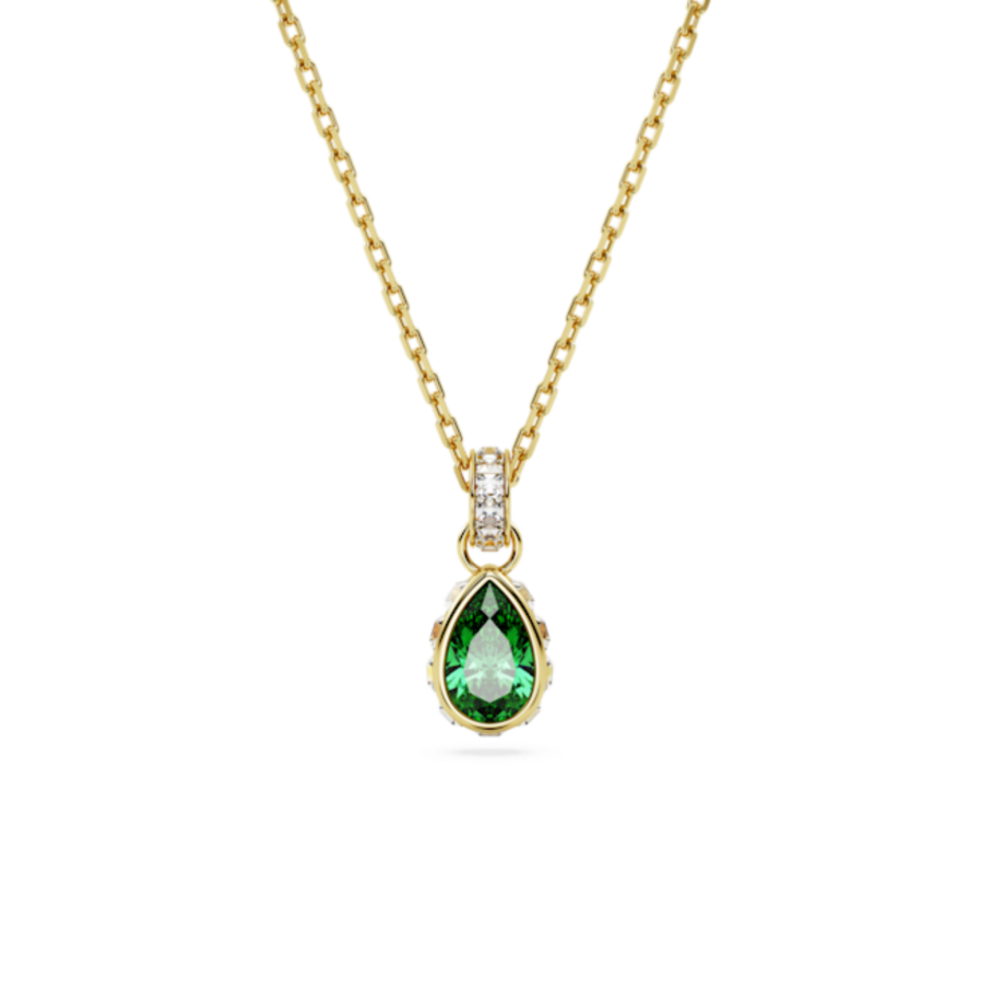 Resim Stilla Kolye, Armut kesim, Yeşil, Altın rengi kaplama