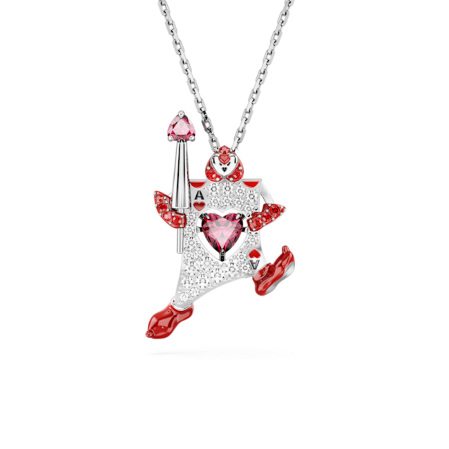 Resim Alice in Wonderland Kolye, İskambil kağıdı, Kırmızı, Rodyum kaplama