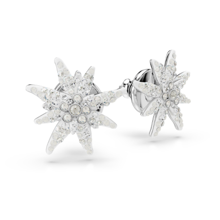 Resim Swarovski Tourism Services düğme Küpeler, Pavé, Çiçek, Beyaz, Rodyum kaplama