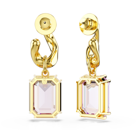 Resim Millenia damla küpeler, Sekizgen kesim, Mor, Altın rengi kaplama