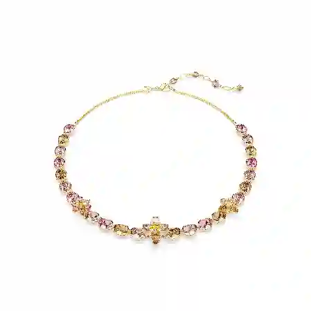 Resim Idyllia Kolye, Karışık kesimler, Çiçek, Çok renkli, Altın rengi kaplama