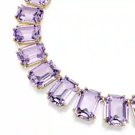 Resim Millenia Tennis kolye, Büyük kristaller, Sekizgen kesim, Mor, Altın rengi kaplama