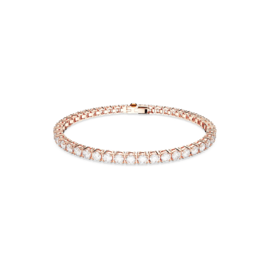 Resim Matrix Tennis Bileklik, Yuvarlak kesim, Beyaz, Pembe altın rengi kaplama