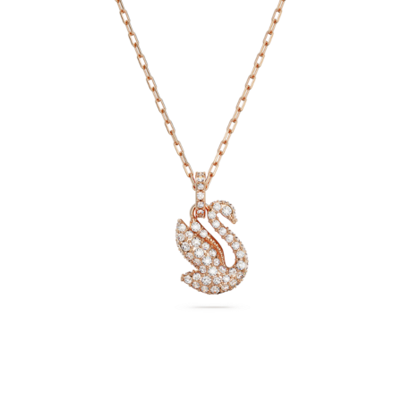 Resim Swarovski Iconic Swan Kolye, Kuğu, Küçük, Beyaz, Pembe altın rengi kaplama