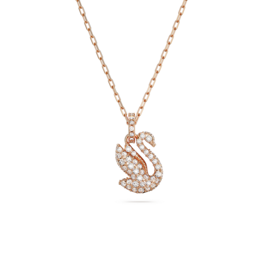 Resim Swarovski Iconic Swan Kolye, Kuğu, Küçük, Beyaz, Pembe altın rengi kaplama