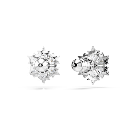 Resim Magic düğme Küpeler, Kar tanesi, Beyaz, Rodyum kaplama