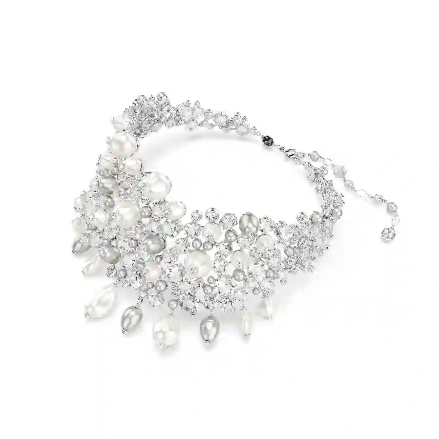 Resim Constella Gerdanlık, Kristal inci, Yuvarlak kesim, Beyaz, Rodyum kaplama