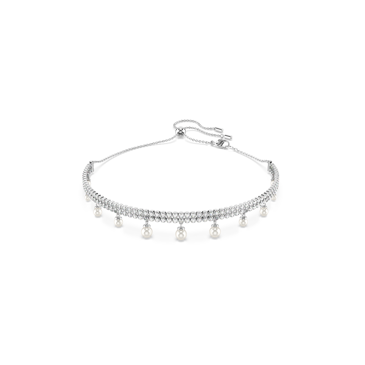 Resim Ariana Grande x Swarovski Gerdanlık, Kristal inci, Yuvarlak kesim, Beyaz, Rodyum kaplama