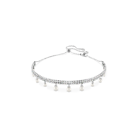 Resim Ariana Grande x Swarovski Gerdanlık, Kristal inci, Yuvarlak kesim, Beyaz, Rodyum kaplama