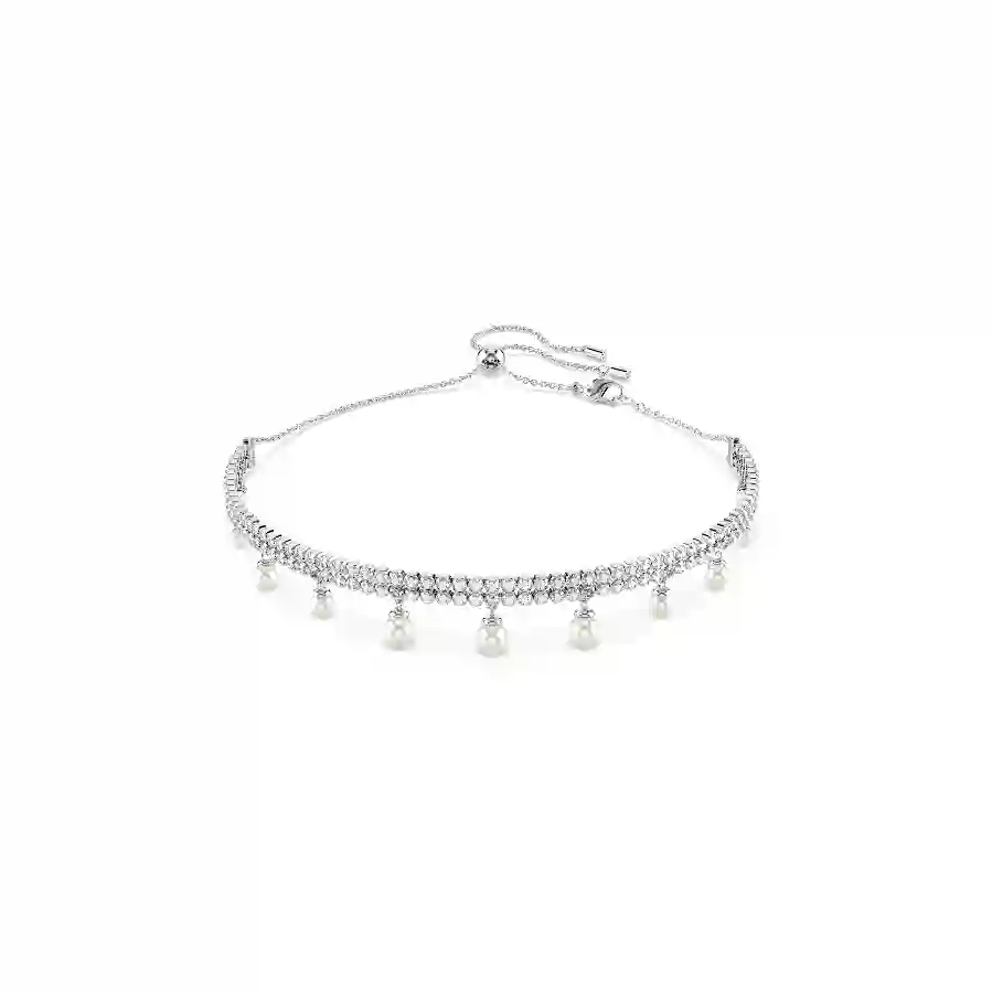 Resim Ariana Grande x Swarovski Gerdanlık, Kristal inci, Yuvarlak kesim, Beyaz, Rodyum kaplama