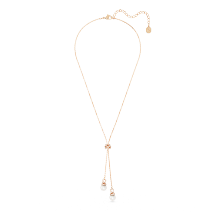 Resim Originally Y Kolye, Kristal inci, Beyaz, Pembe altın rengi kaplama