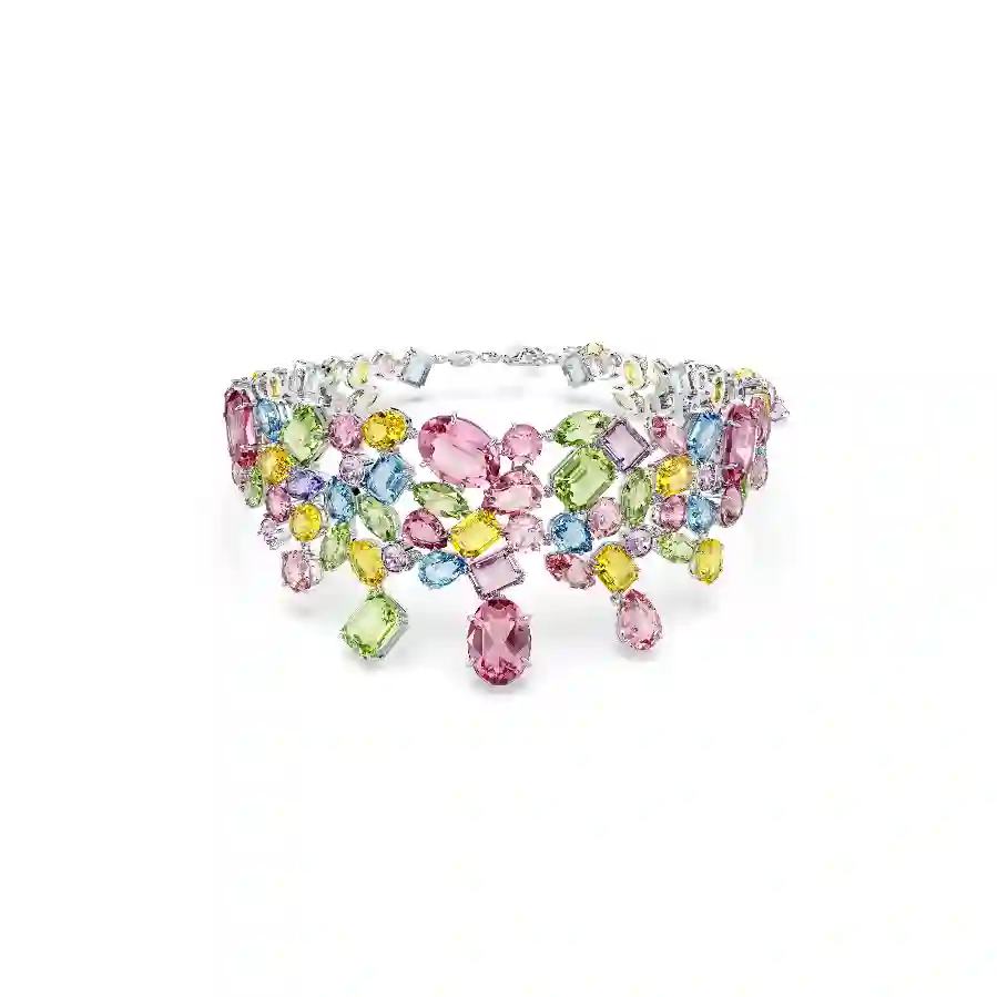 Resim Gema Gerdanlık, Karışık kesimler, Çok renkli, Rodyum kaplama