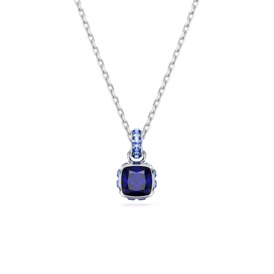 Resim Birthstone Kolye, Kare kesim, Eylül, Mavi, Rodyum kaplama