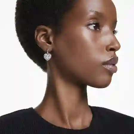 Resim Idyllia damla küpeler, Kristal inci, Kalp, Beyaz, Rodyum kaplama