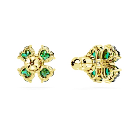 Resim Idyllia düğme Küpeler, Yonca, Yeşil, Altın rengi kaplama