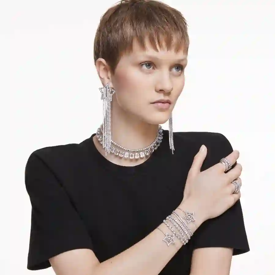 Resim Stella Bileklik, Karışık kesimler, Yıldız, Beyaz, Rodyum kaplama