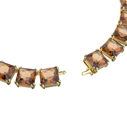 Resim Millenia Kolye, Kare kesim, Kahverengi, Altın rengi kaplama