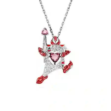 Resim Alice in Wonderland Kolye, İskambil kağıdı, Kırmızı, Rodyum kaplama