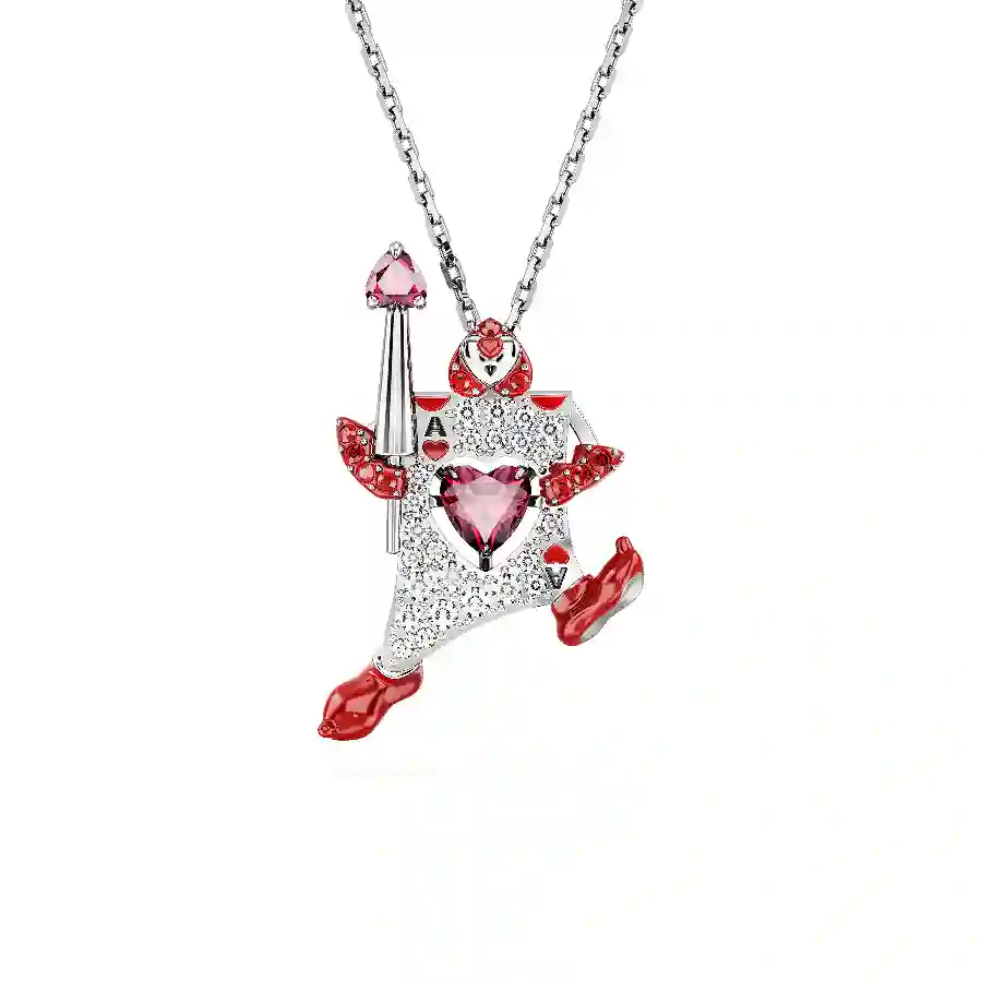 Resim Alice in Wonderland Kolye, İskambil kağıdı, Kırmızı, Rodyum kaplama