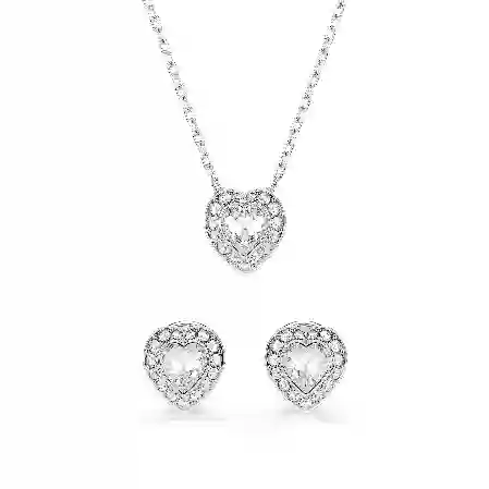 Resim Ariana Grande x Swarovski Set, Karışık kesimler, Kalp, Beyaz, Rodyum kaplama