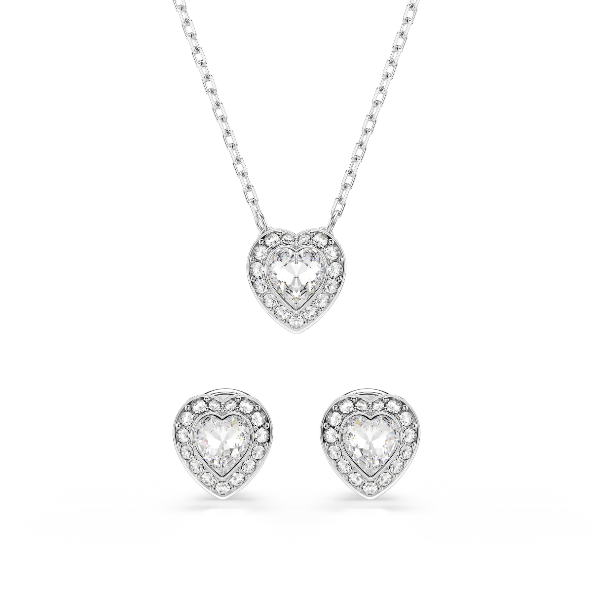 Resim Ariana Grande x Swarovski Set, Karışık kesimler, Kalp, Beyaz, Rodyum kaplama