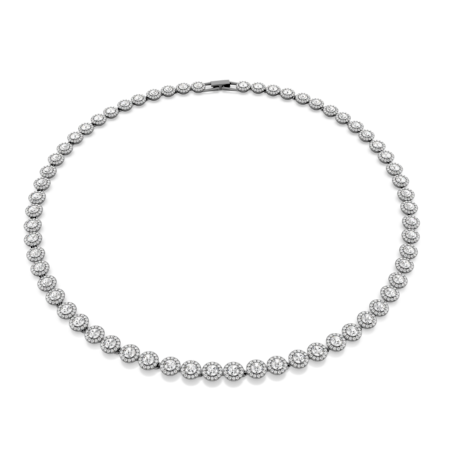 Resim Una Angelic Tennis kolye, Yuvarlak kesim, Uzun, Beyaz, Rutenyum kaplama