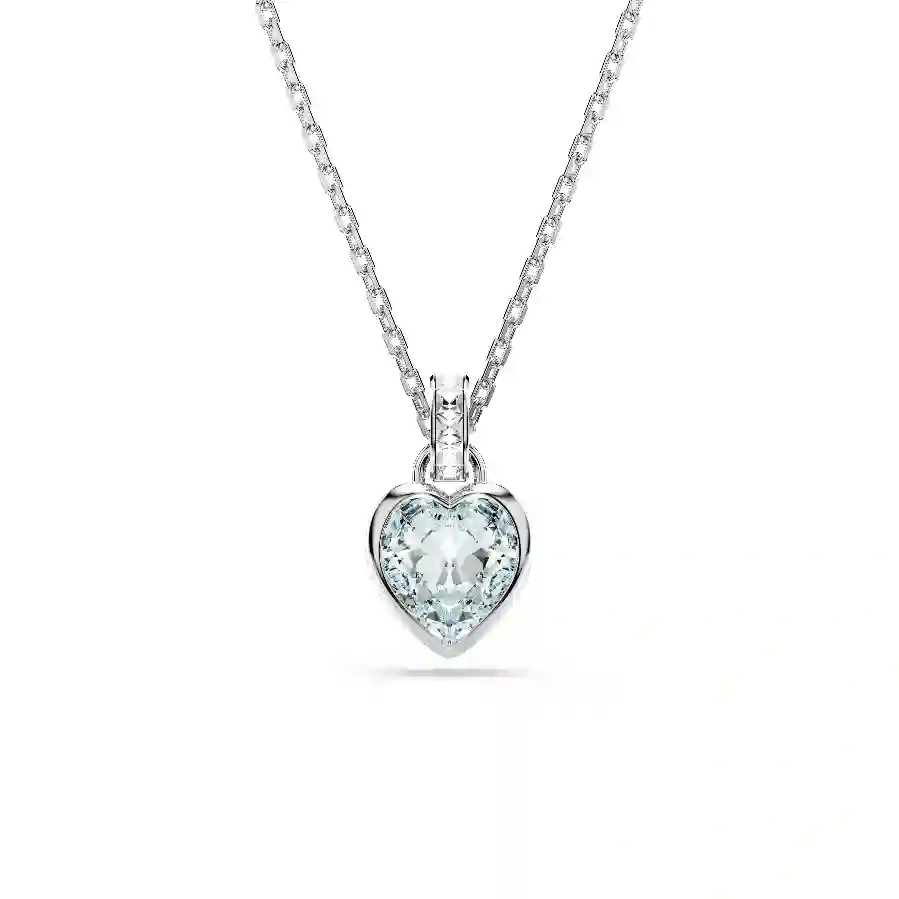 Resim Imber Kolye, Kalp kesim, Kalp, Mavi, Rodyum kaplama