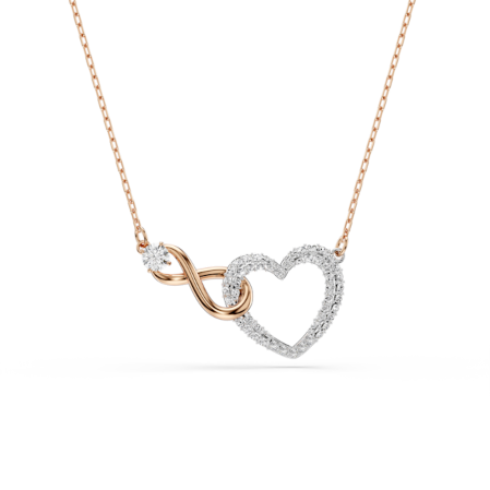Resim Swarovski Infinity Kolye, Sonsuzluk ve kalp, Beyaz, Karışık metal yüzey