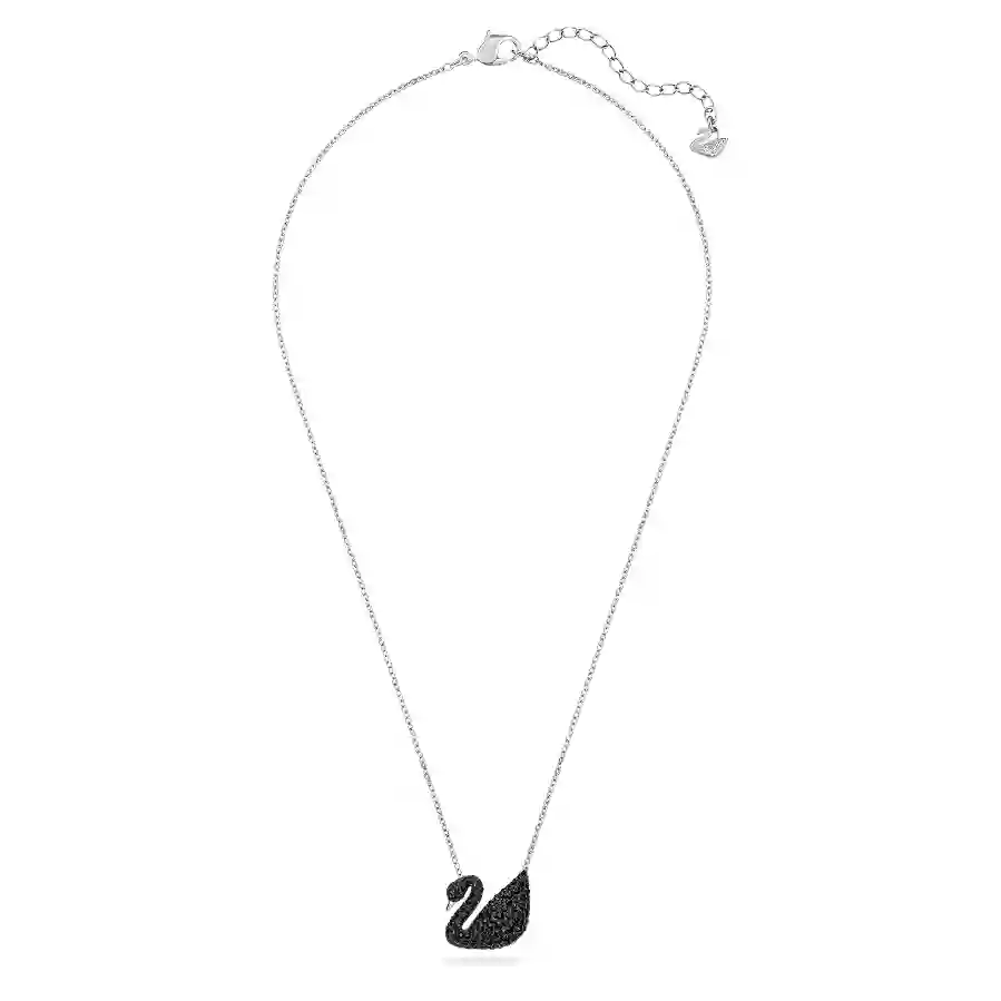 Resim Swan Kolye Ucu, Kuğu, Siyah, Rodyum kaplama