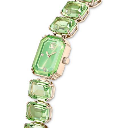 Resim Saat, Sekizgen kesim bileklik, Yeşil, Şampanya altın rengi yüzey
