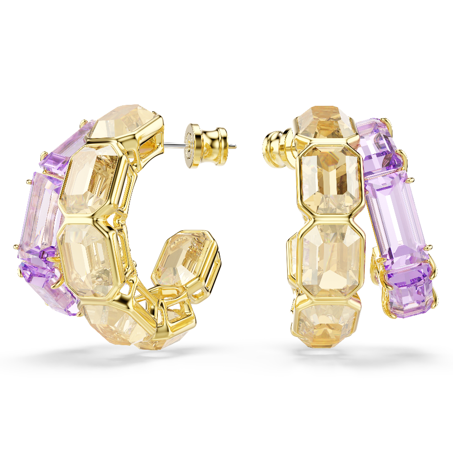 Resim Millenia halka küpeler, Karışık kesimler, Çok renkli, Altın rengi kaplama