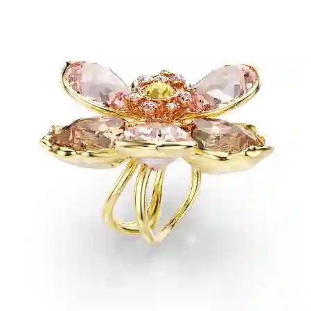 Resim Idyllia Motif Yüzük, Karışık kesimler, Çiçek, Altın rengi kaplama