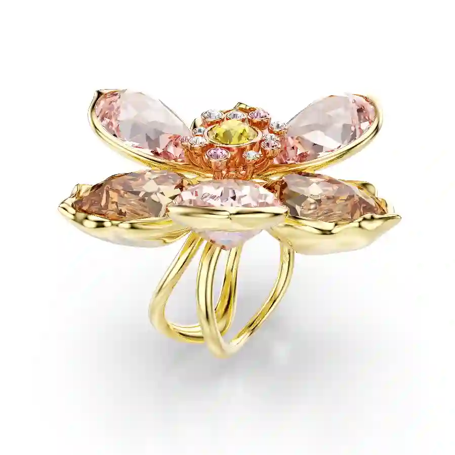 Resim Idyllia Motif Yüzük, Karışık kesimler, Çiçek, Altın rengi kaplama