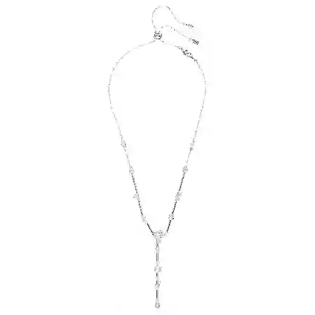 Resim Constella Y-Kolye, Kristal inci, Yuvarlak kesimler, Beyaz, Rodyum kaplama