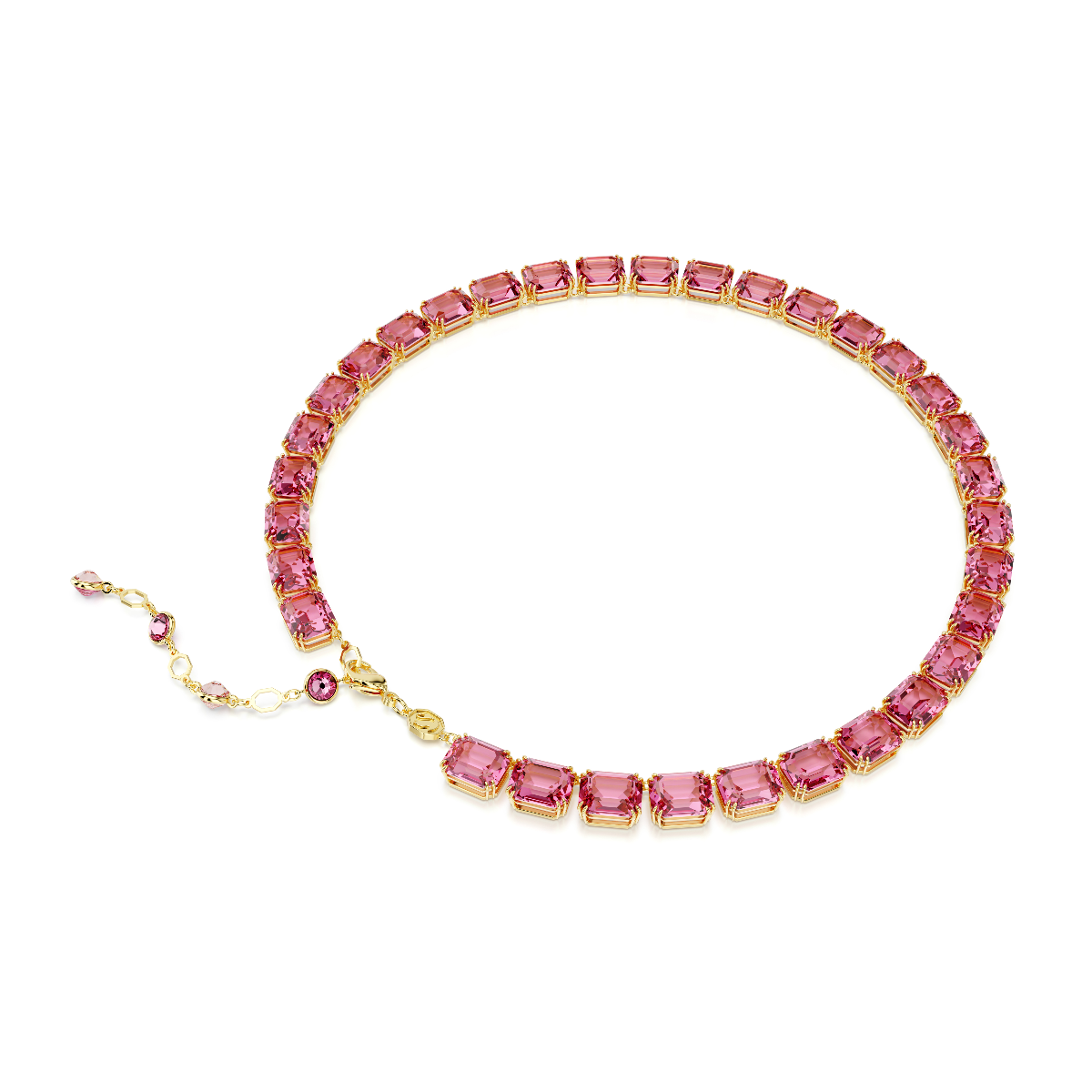 Resim Millenia Tennis kolye, Sekizgen kesim, Pembe, Altın rengi kaplama