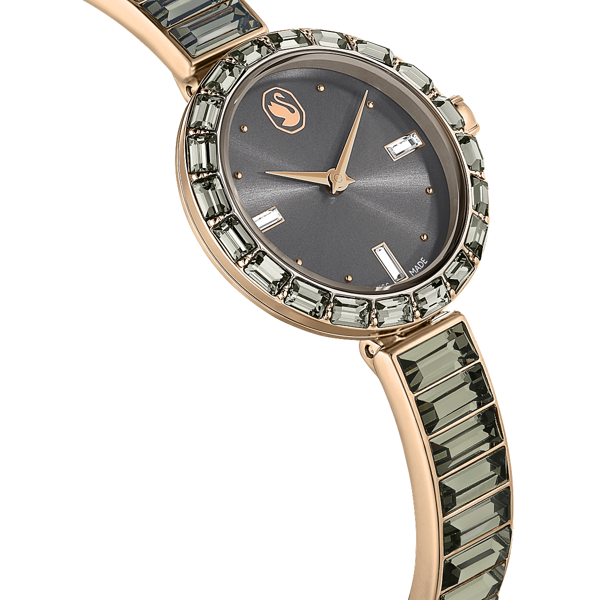 Resim Matrix Bangle Saat, İsviçre Üretimi, Kristal bileklik, Gri, Pembe altın rengi yüzey