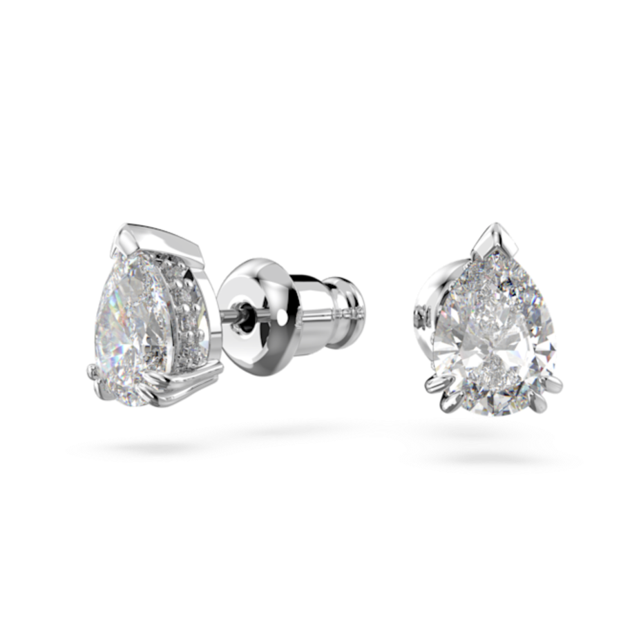 Resim Millenia düğme Küpeler, Armut kesim, Beyaz, Rodyum kaplama