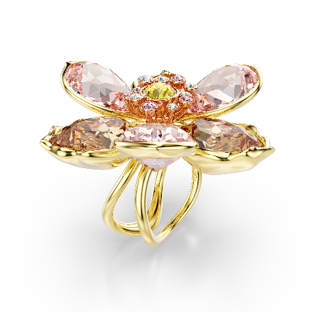 Resim Idyllia Motif Yüzük, Karışık kesimler, Çiçek, Altın rengi kaplama