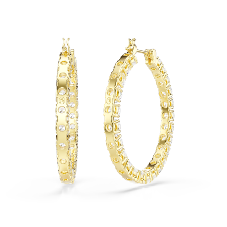 Resim Matrix halka küpeler, Yuvarlak kesim, Beyaz, Altın rengi kaplama