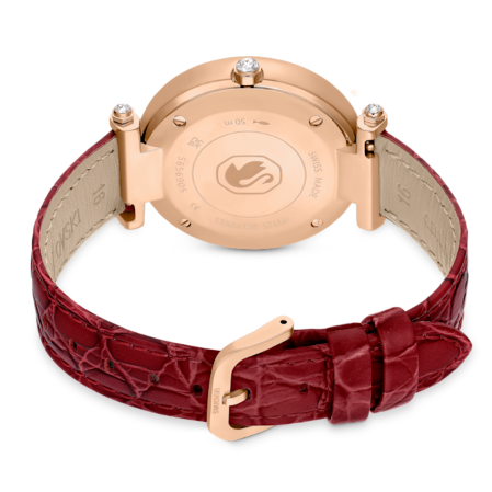 Resim Crystalline Wonder Saat, İsviçre Üretimi, Deri kayış, Kırmızı, Pembe altın rengi yüzey