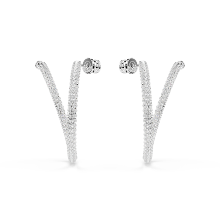 Resim Dextera halka küpeler, Yuvarlak kesim, Beyaz, Rodyum kaplama