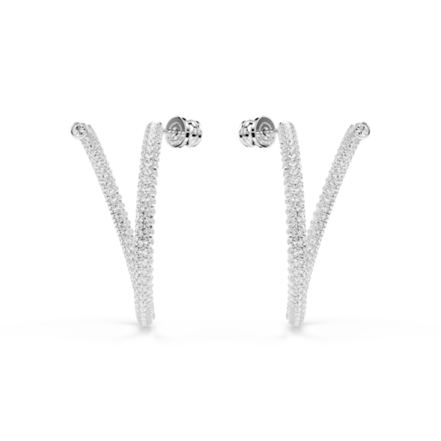 Resim Dextera halka küpeler, Yuvarlak kesim, Beyaz, Rodyum kaplama