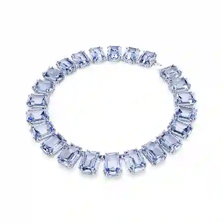 Resim Millenia Tennis kolye, Büyük kristaller, Sekizgen kesim, Mavi, Rodyum kaplama