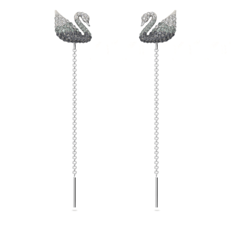 Resim Swan damla küpeler, Kuğu, Gri, Rodyum kaplama