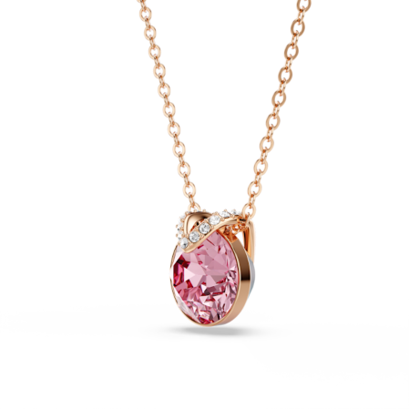 Resim Bella V Kolye, Yuvarlak kesim, Pembe, Pembe altın rengi kaplama