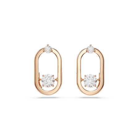 Resim Swarovski Sparkling Dance düğme Küpeler, Yuvarlak kesim, Oval şekil, Beyaz, Pembe altın rengi kaplama